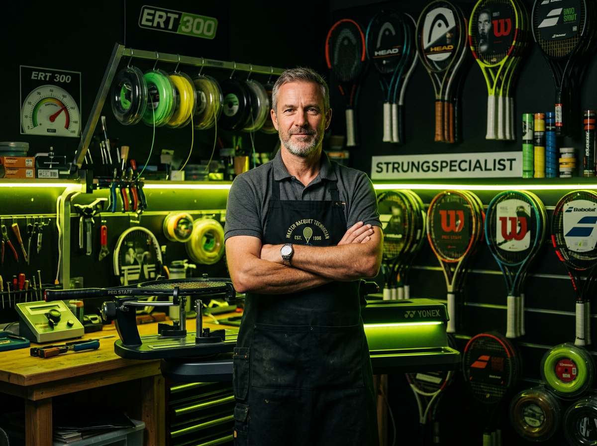 USRSA master racquet technician in his stringing workshop